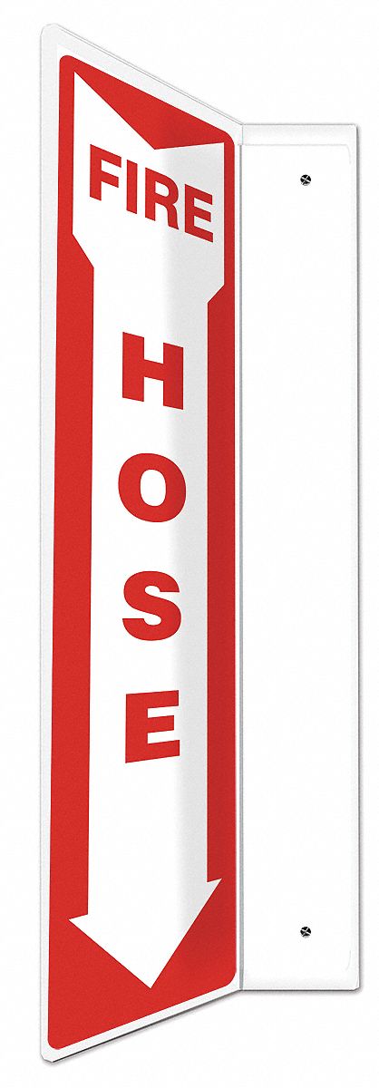 FIRE EQUIPMENT SIGN, NO HEADER, PLASTIC, 18 IN X 4 IN, WITH MOUNTING HOLES, L-SHAPED, NOT RETROREFLECTIVE