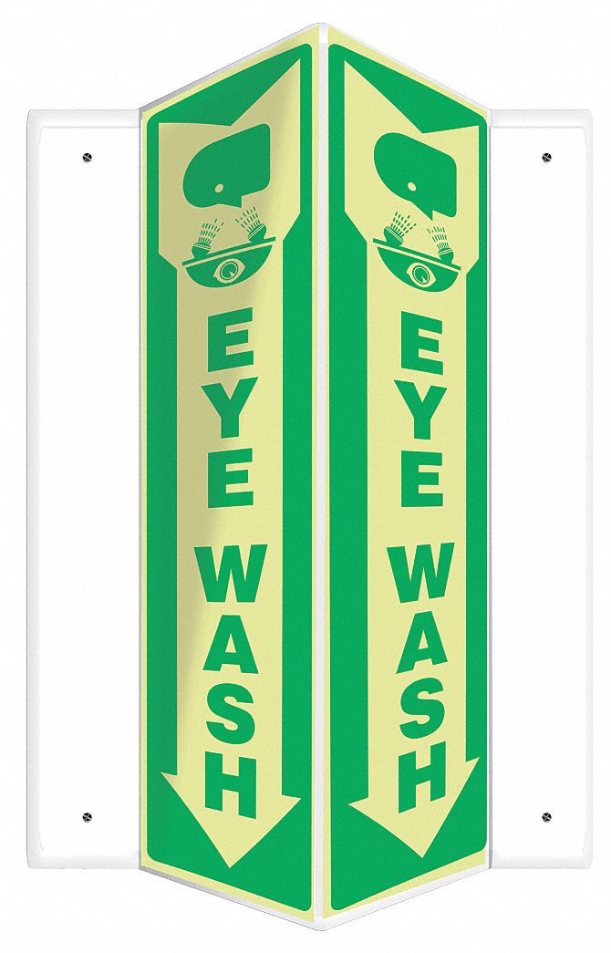 V-SHAPE PROJECTION SIGN, PLASTIC, 7½ IN WIDTH, 18 IN HEIGHT, GREEN/YELLOW