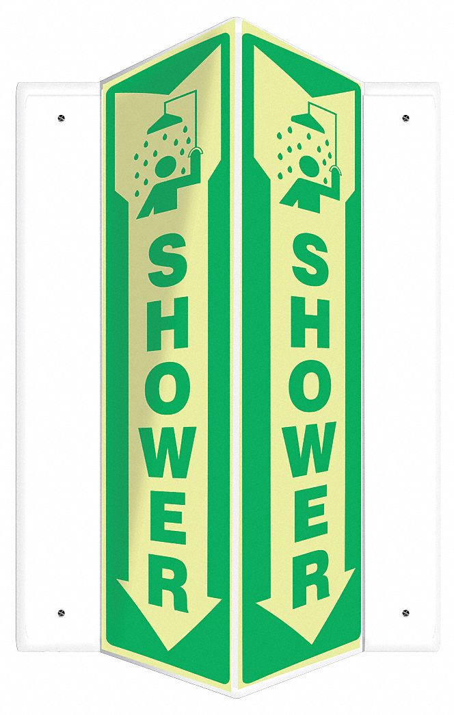 V-SHAPE PROJECTION SIGN, PLASTIC, 7½ IN WIDTH, 18 IN HEIGHT, GREEN/YELLOW