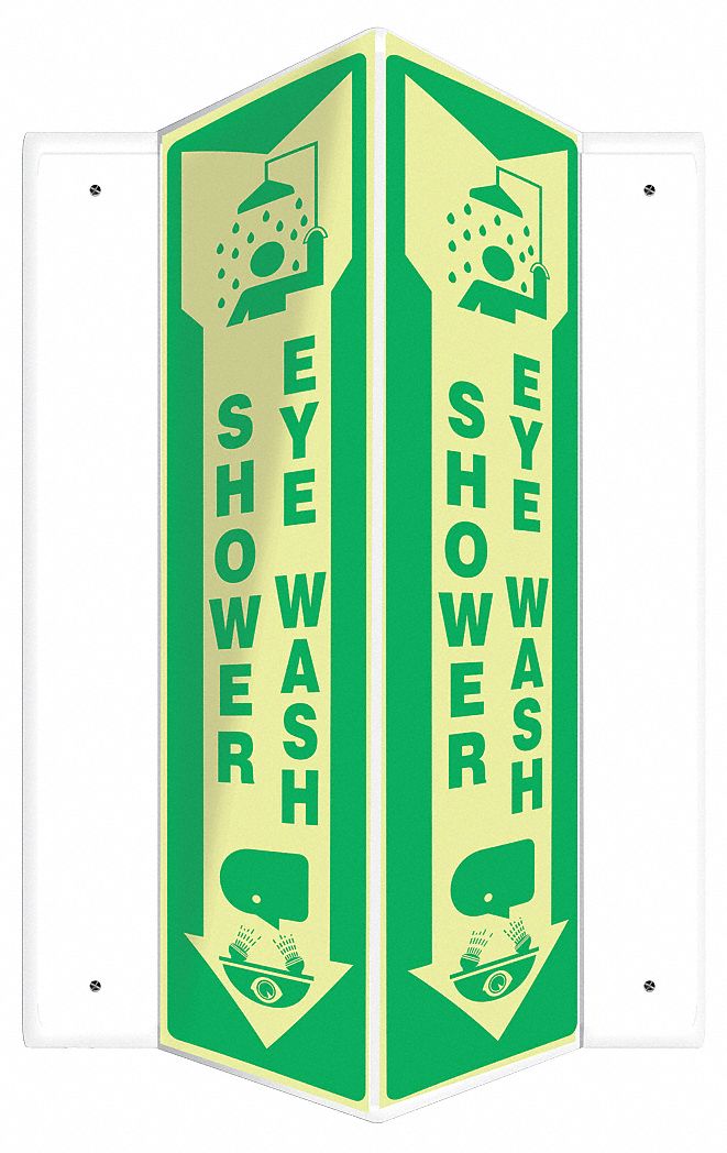 V-SHAPE PROJECTION SIGN, PLASTIC, 7&frac12; IN WIDTH, 18 IN HEIGHT, GREEN/YELLOW