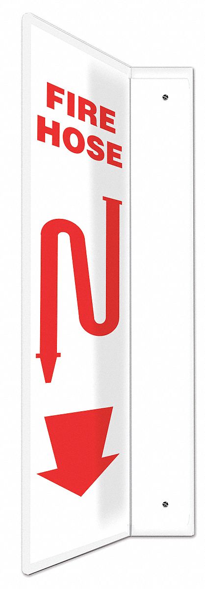 FIRE EQUIPMENT SIGN, NO HEADER, PLASTIC, 24 IN X 4 IN, WITH MOUNTING HOLES, L-SHAPED, NOT RETROREFLECTIVE