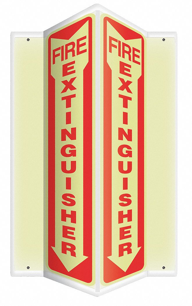 FIRE EQUIPMENT SIGN, NO HEADER, PLASTIC, 24 IN X 7½ IN, WITH MOUNTING HOLES, V-SHAPED