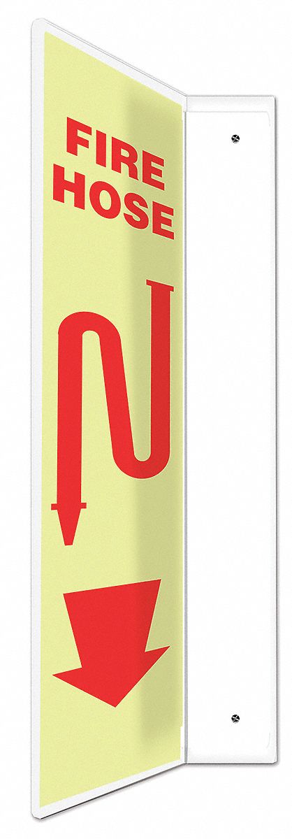 FIRE EQUIPMENT SIGN, NO HEADER, PLASTIC, 24 IN X 4 IN, WITH MOUNTING HOLES, L-SHAPED, NOT RETROREFLECTIVE