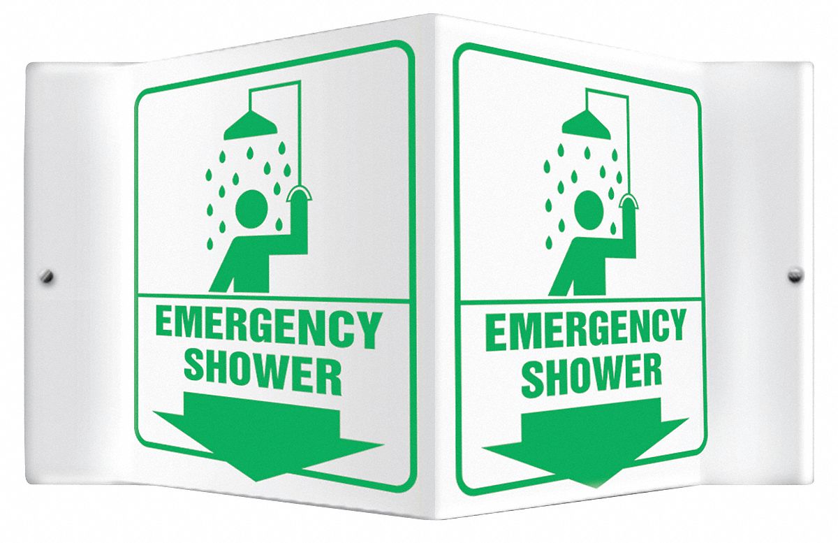Sign,Emergency Shower,6x8-1/2 In.