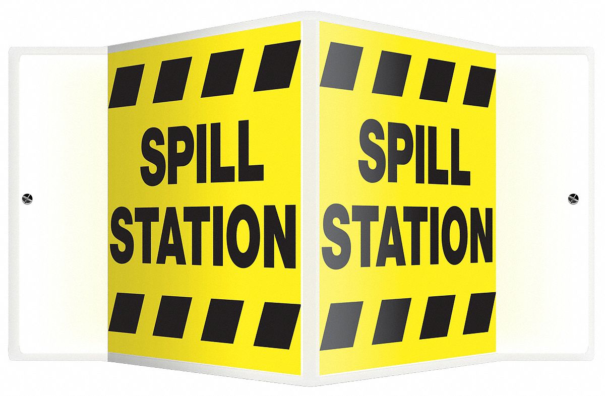 Sign,Spill Station,6x8-1/2 In.