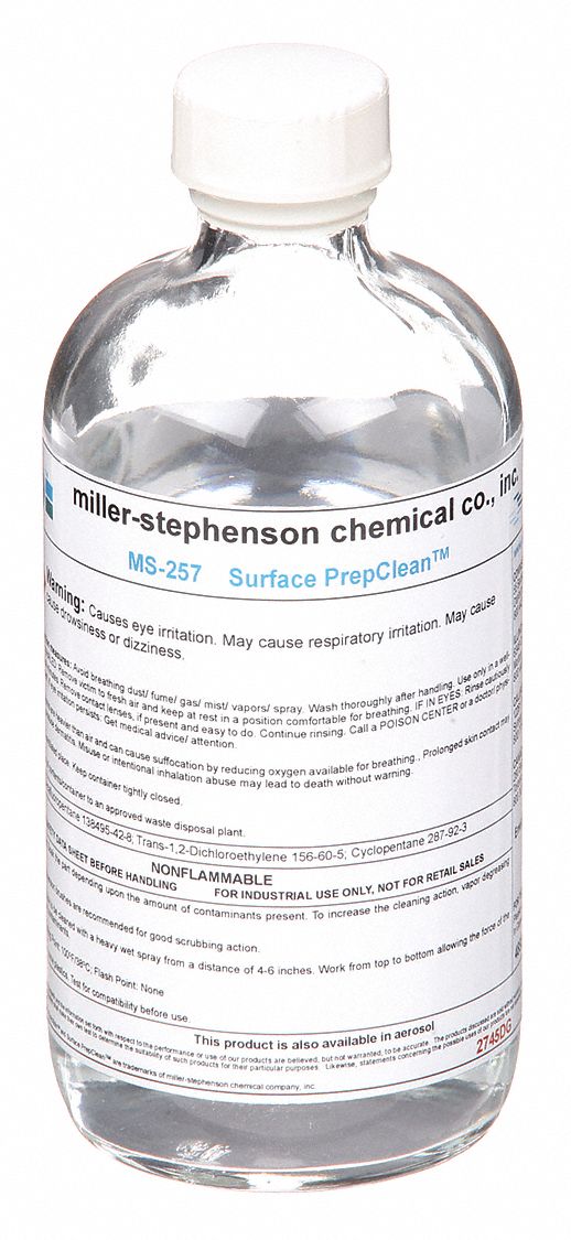 Cleaner/Degreaser: Chemical-Based Solvent, Bottle, 8 oz Container Size, Ready to Use, Liquid