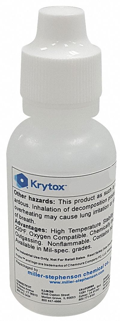 Hydraulic Oil: Synthetic, 2 oz, Bottle, ISO Viscosity Grade 7, SAE Grade 2, FluoroExtreme