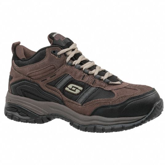 SKECHERS Athletic Shoe, 10-1/2, D, Men's, Brown/Black, Composite Toe ...