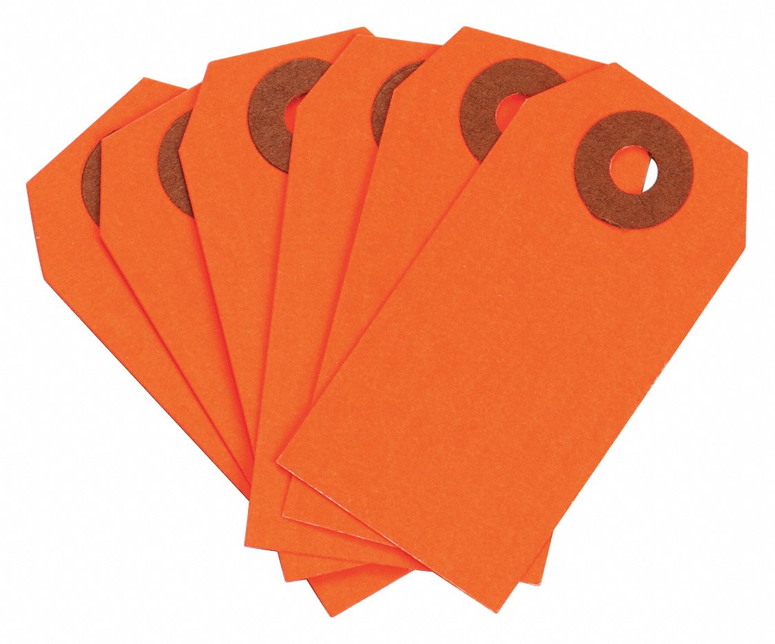 Shipping Tag: #1, 2 3/4 in Tag Ht, 1 3/8 in Tag Wd, 30 Points, Fluorescent Red, 1, 000 PK