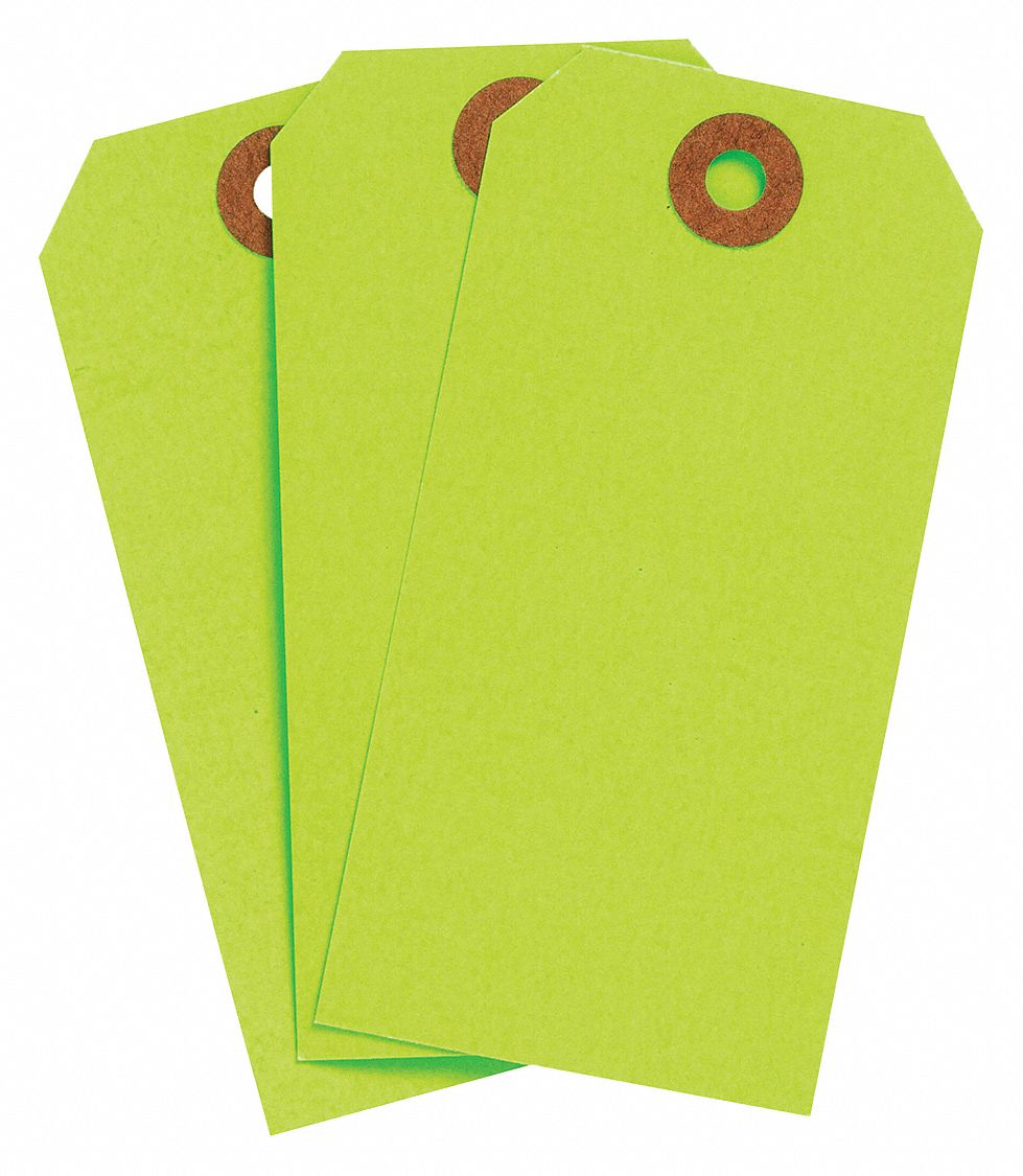 BLANK SHIPPING TAG, #4, 4¼ IN TAG H, 2 1/8 IN TAG W, 30 POINTS, FLUORESCENT GREEN, 1,000 PK