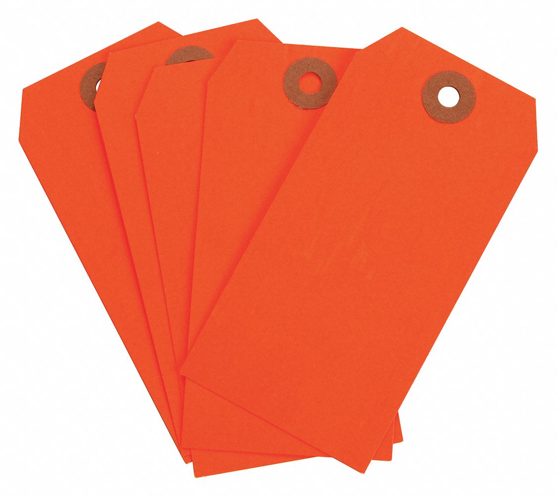 BLANK SHIPPING TAG, #5, 4¾ IN TAG H, 2 3/8 IN TAG W, 30 POINTS, FLUORESCENT RED, 1,000 PK