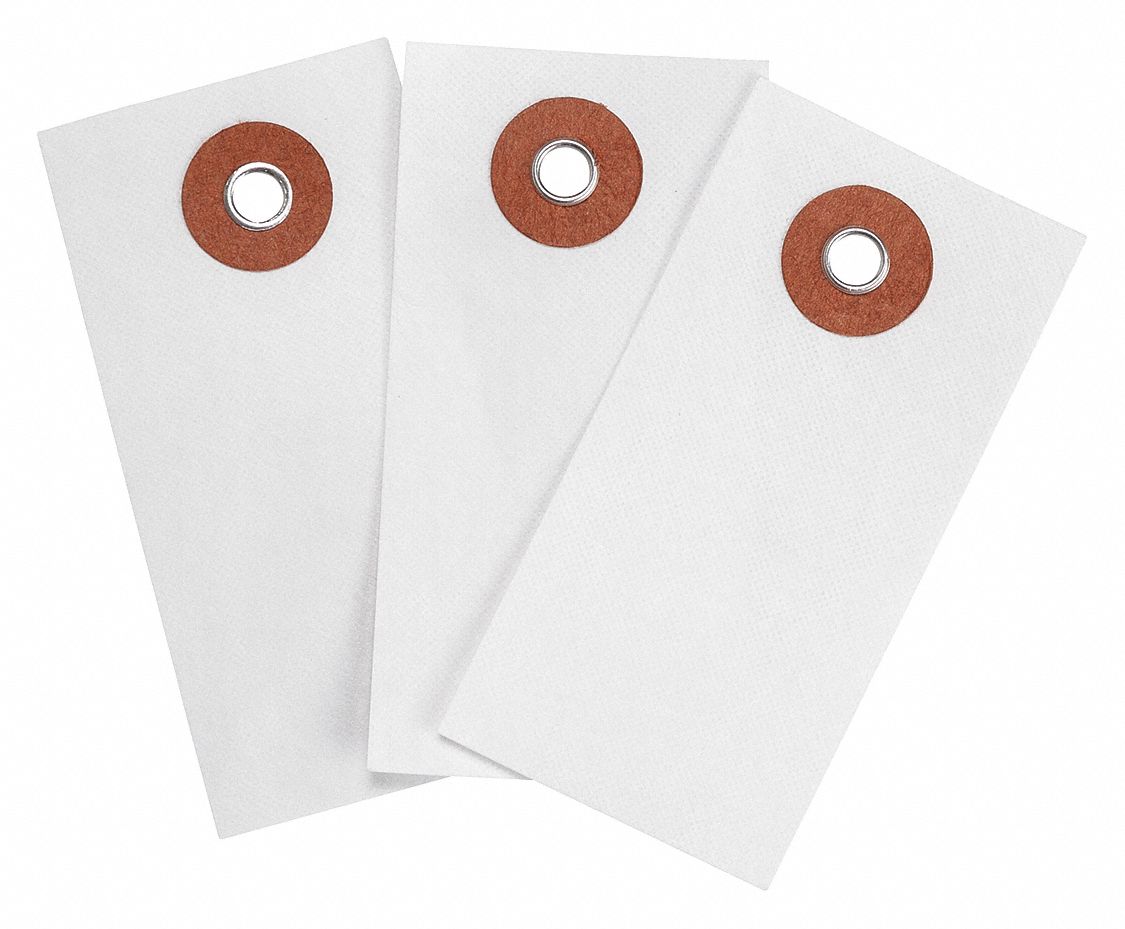 Shipping Tag: #1, 2 3/4 in Tag Ht, 1 3/8 in Tag Wd, White, Tyvek, Plain Tag, 1, 000, PK