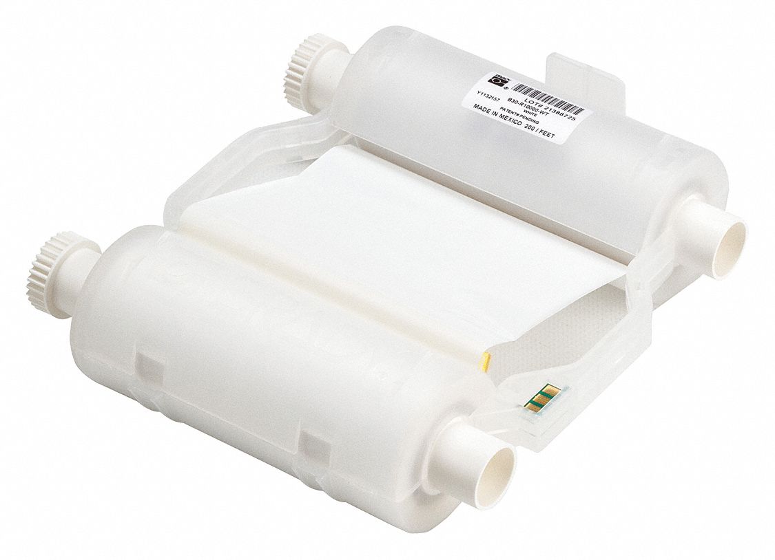 Single-Color Printer Ribbon: 4 5/16 in x 200 ft, White, Wax/Resin, R6700
