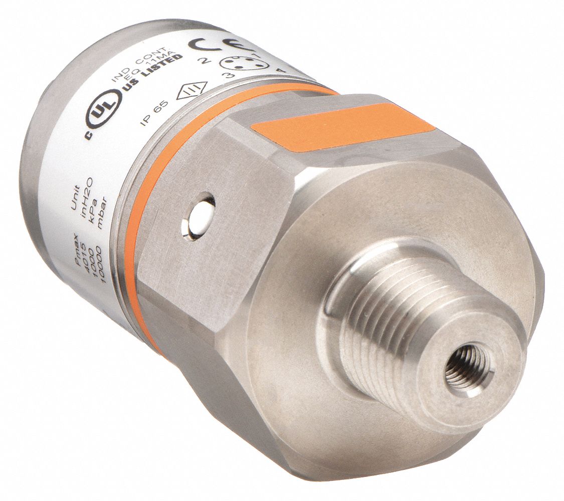 Pressure Transmitter: 0 in wc to 100 in wc, 4 to 20mA DC, 4-Pin M12 Connector, 1/4 in Male NPT, IP65