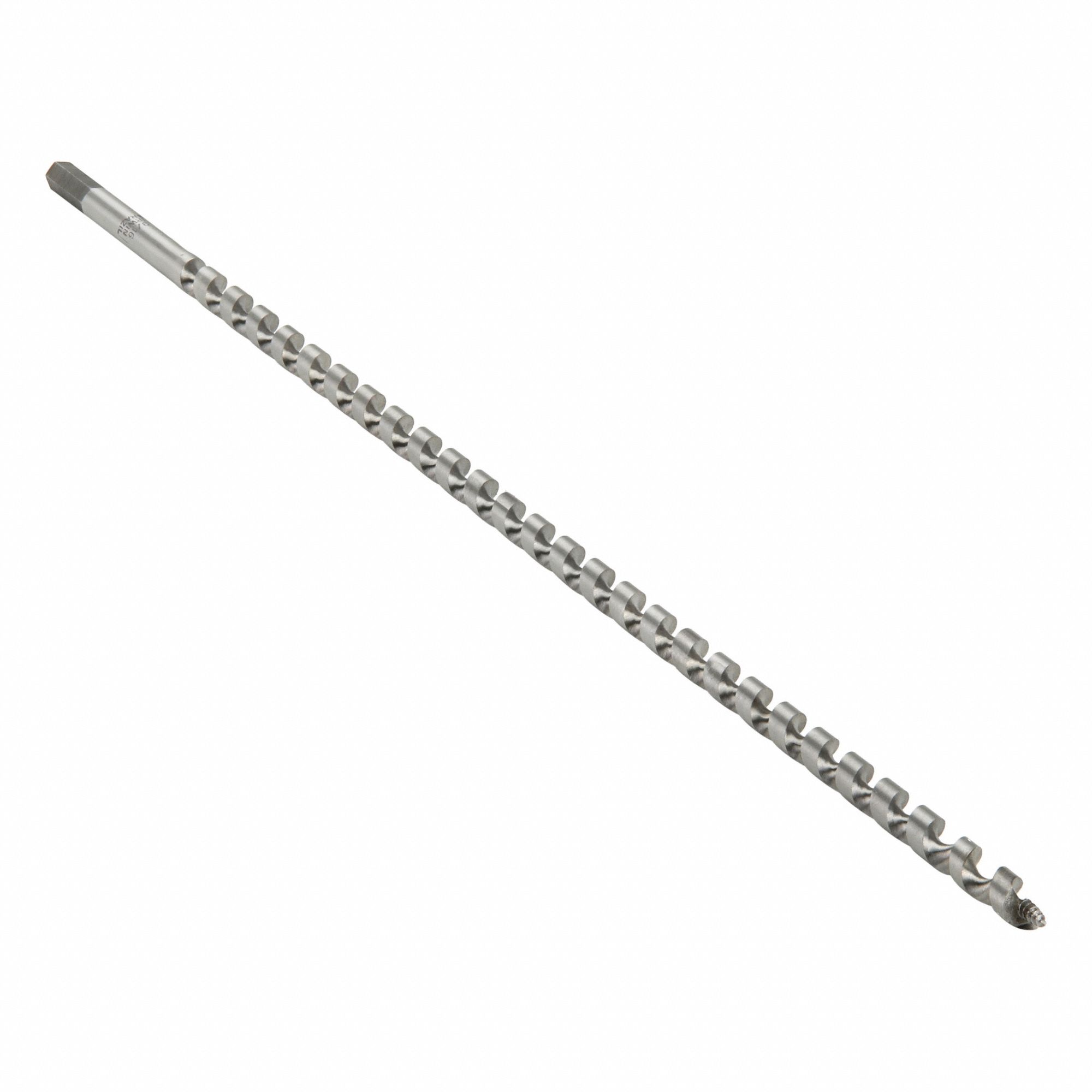 Auger Drill Bit: 9/16 in Drill Bit Size, 29 in Overall Lg, Hex Shank, 7/16 in Shank Hex Size