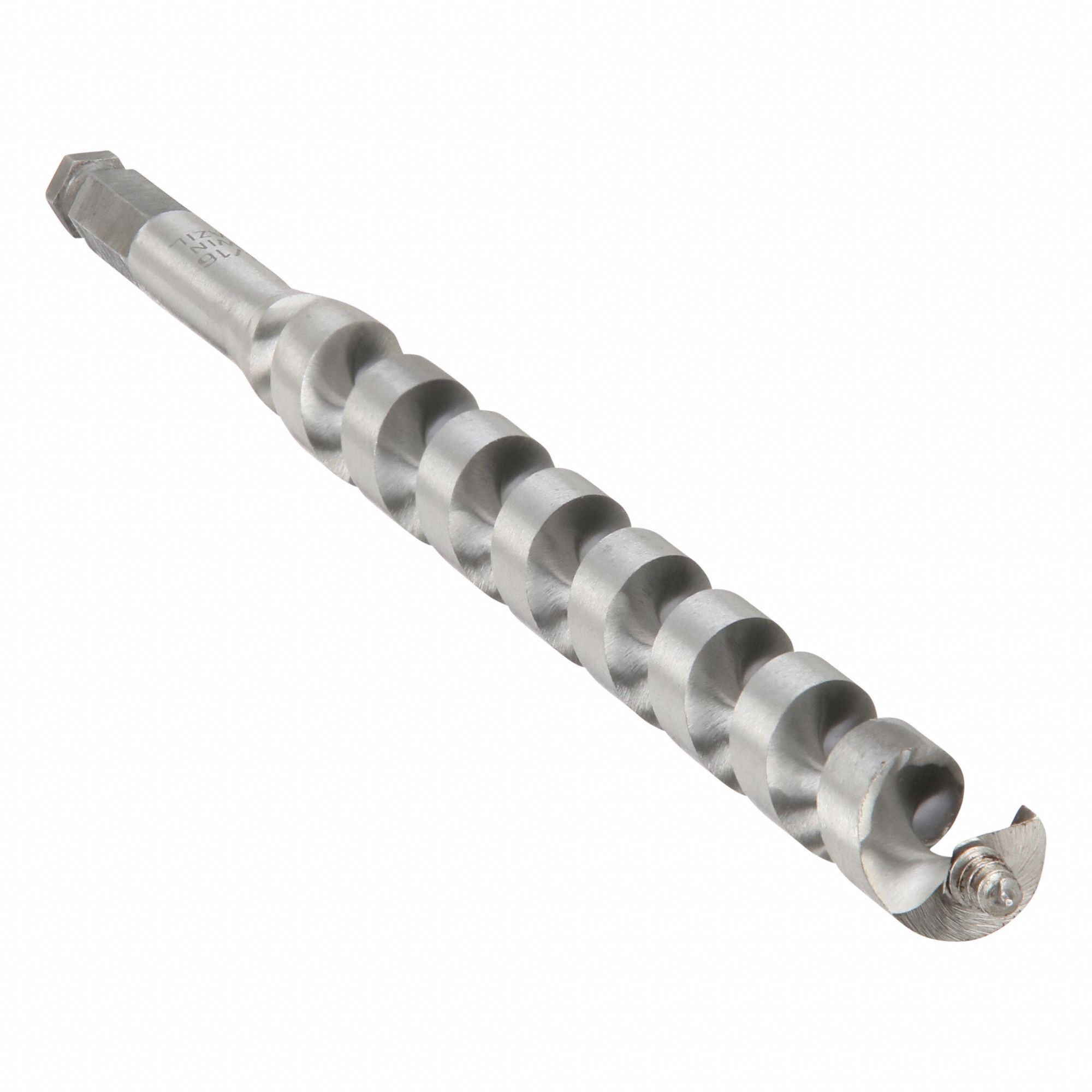 Auger Drill Bit: 13/16 in Drill Bit Size, 12 in Overall Lg, Hex Shank, 7/16 in Shank Hex Size