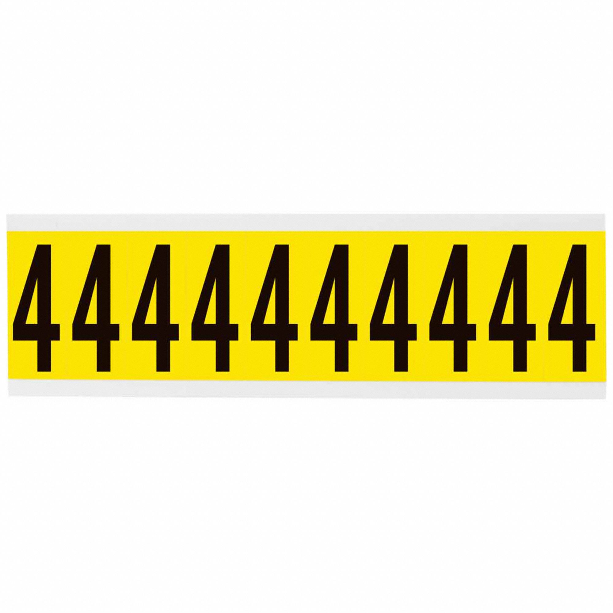 Number Label: 2 in Character Ht, Indoor Only, Non-Reflective, Gothic, Black, 4, Die Cut, Uppercase
