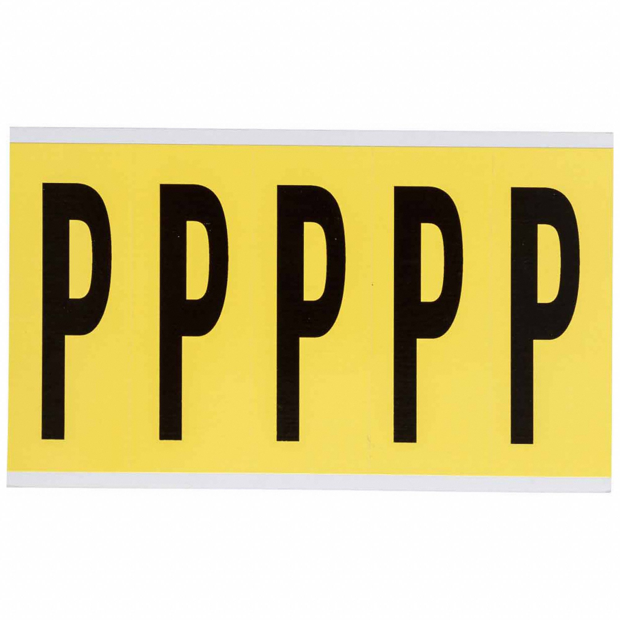 Letter Label: 3 7/8 in Character Ht, Indoor Only, Non-Reflective, Archivo Narrow, Black, P, Die Cut