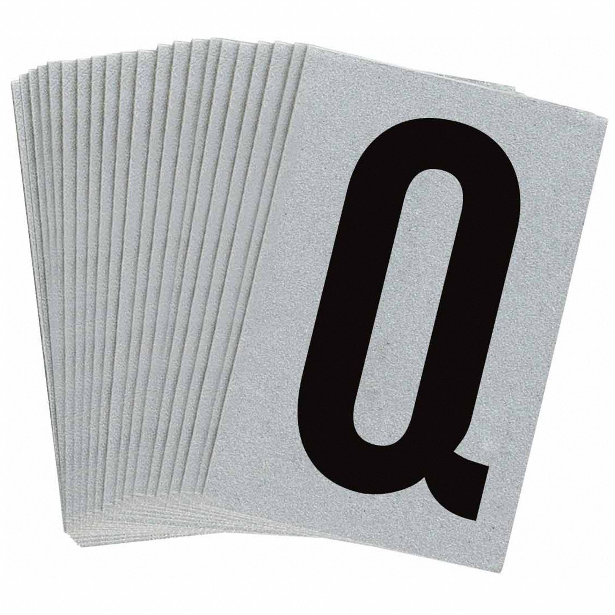 Letter Label: 1 in Character Ht, Indoor/Outdoor, Engineer-Grade Retroreflective, Black, Q, 25 PK