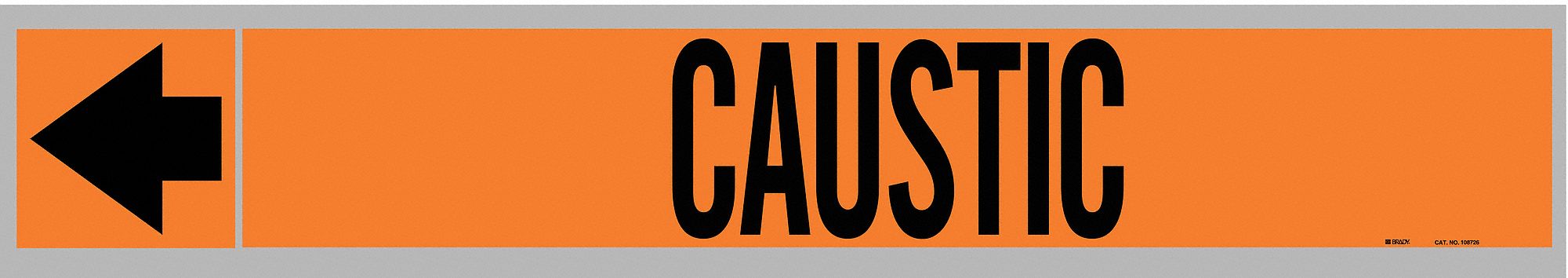 Pipe Marker: Caustic, Orange, Black, Fits 1 1/2 to 2 in Pipe O.D., 25 Pipe Markers, With Arrows