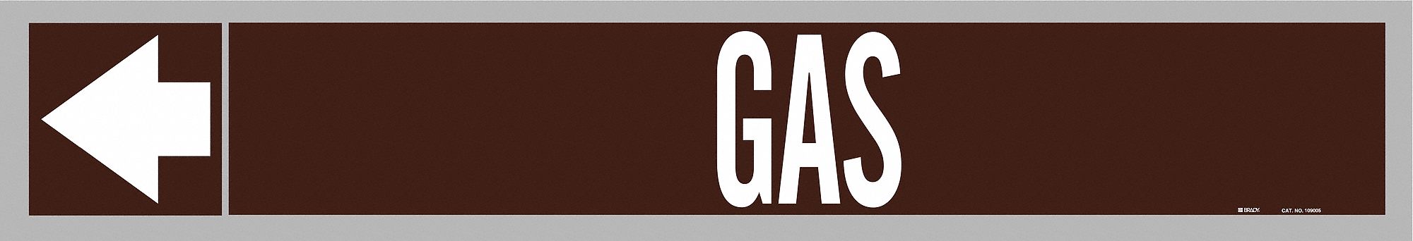 Pipe Marker: Gas, Brown, White, Fits 1 1/2 to 2 in Pipe O.D., 25 Pipe Markers, With Arrows