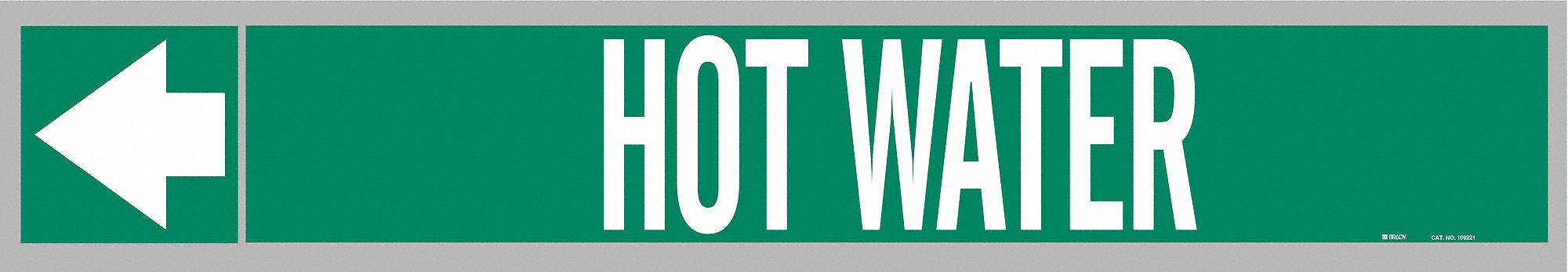 Pipe Marker: Hot Water, Green, White, Fits 1 1/2 to 2 in Pipe O.D., 25 Pipe Markers, With Arrows