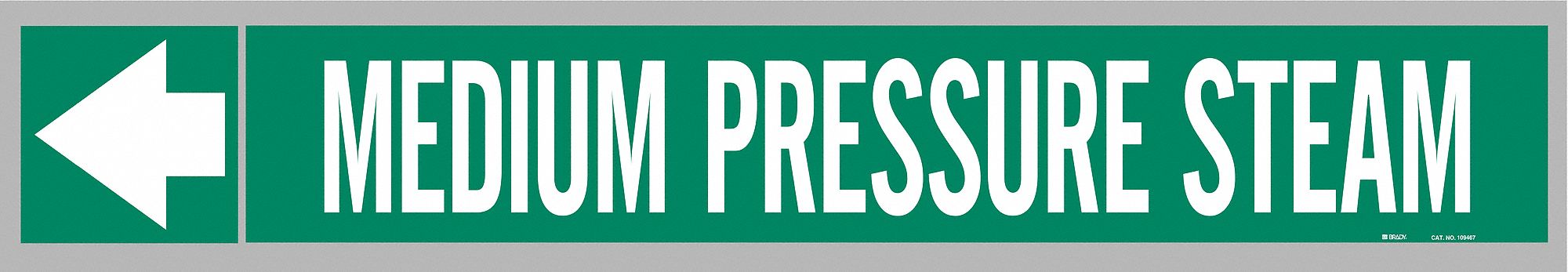 Pipe Marker: Medium Pressure Steam, Green, White, Fits 1 1/2 to 2 in Pipe O.D., 25 Pipe Markers