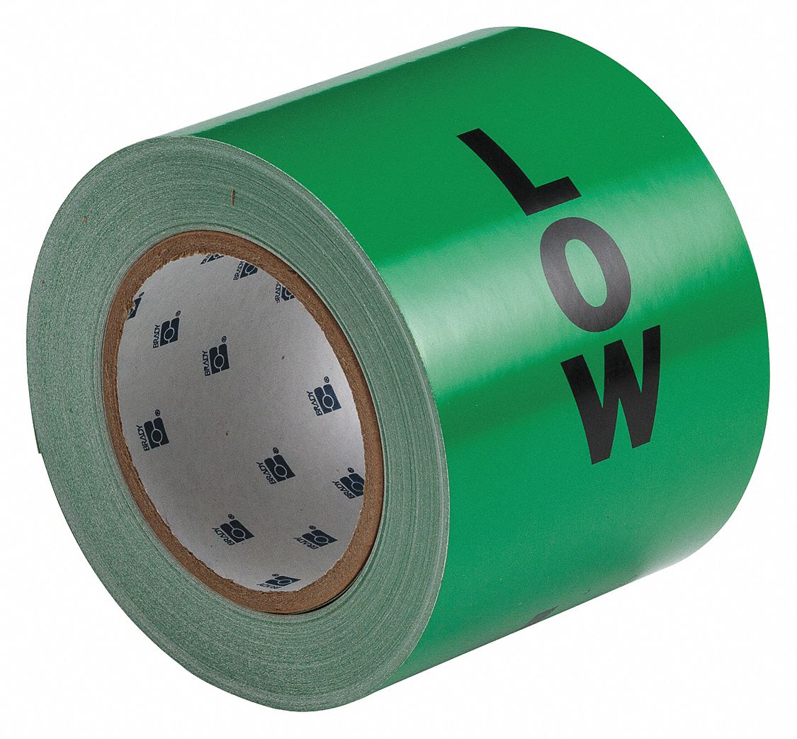 BRADY Pipe Marking Tape, Background Color Green, Vinyl, Pipe Marker Mounting Style Adhesive Pipe