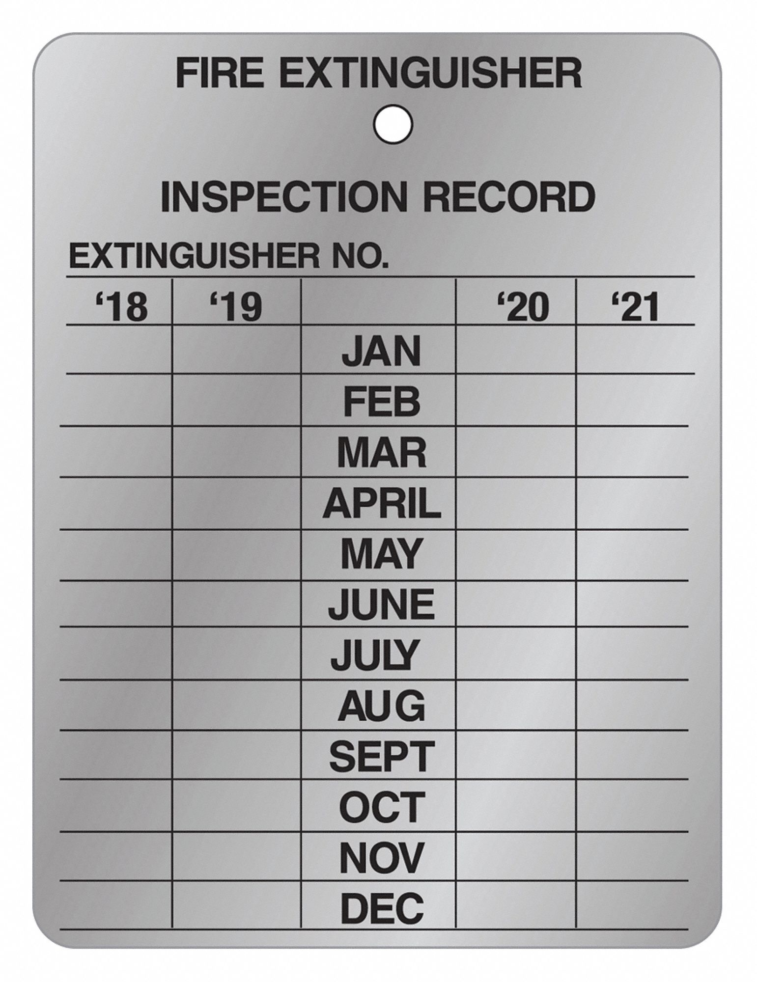 BRADY Inspection Record Tag, Fire Ext, 3"H, PK10 - 35TJ49 