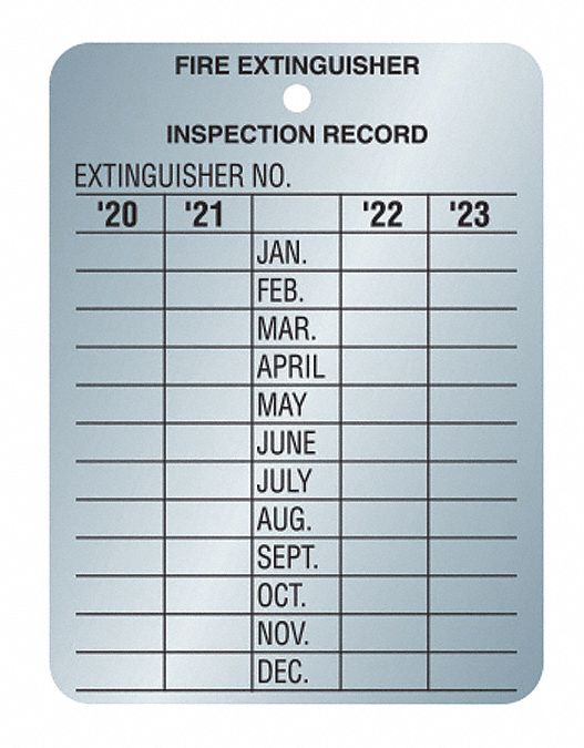 GRAINGER APPROVED Inspection Record Tag, No Header, 3 in Height, 2 1/4 in Width, Aluminum, PK 10