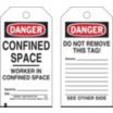 Danger/Confined Space Worker In Confined Space Signed By: Date: / Danger/Do Not Remove This Tag Remarks: Tags