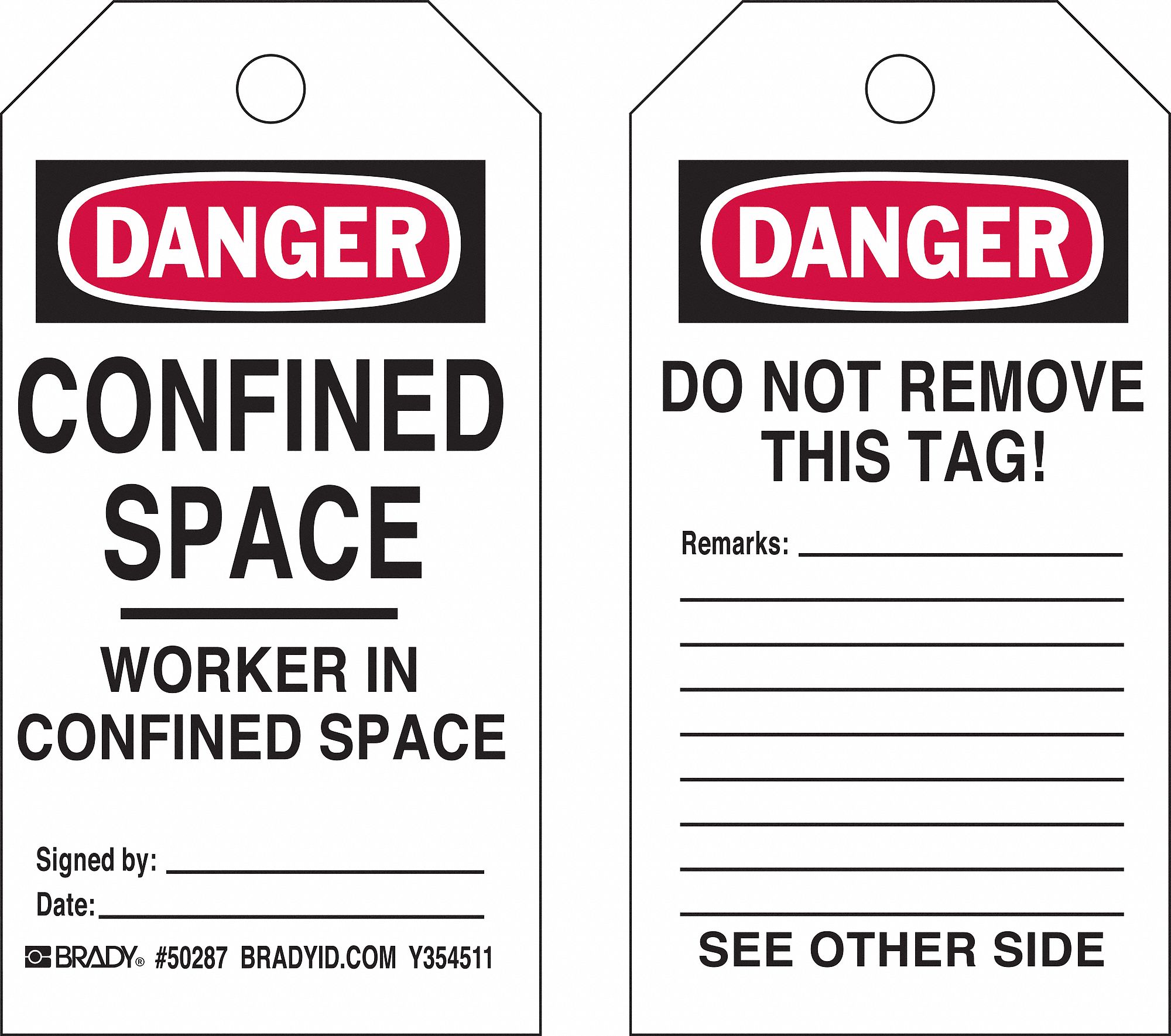 Tags: Black/Red/White, Cable Tie, 25 Tags, Confined Space, English, Write on Surface, 25 PK