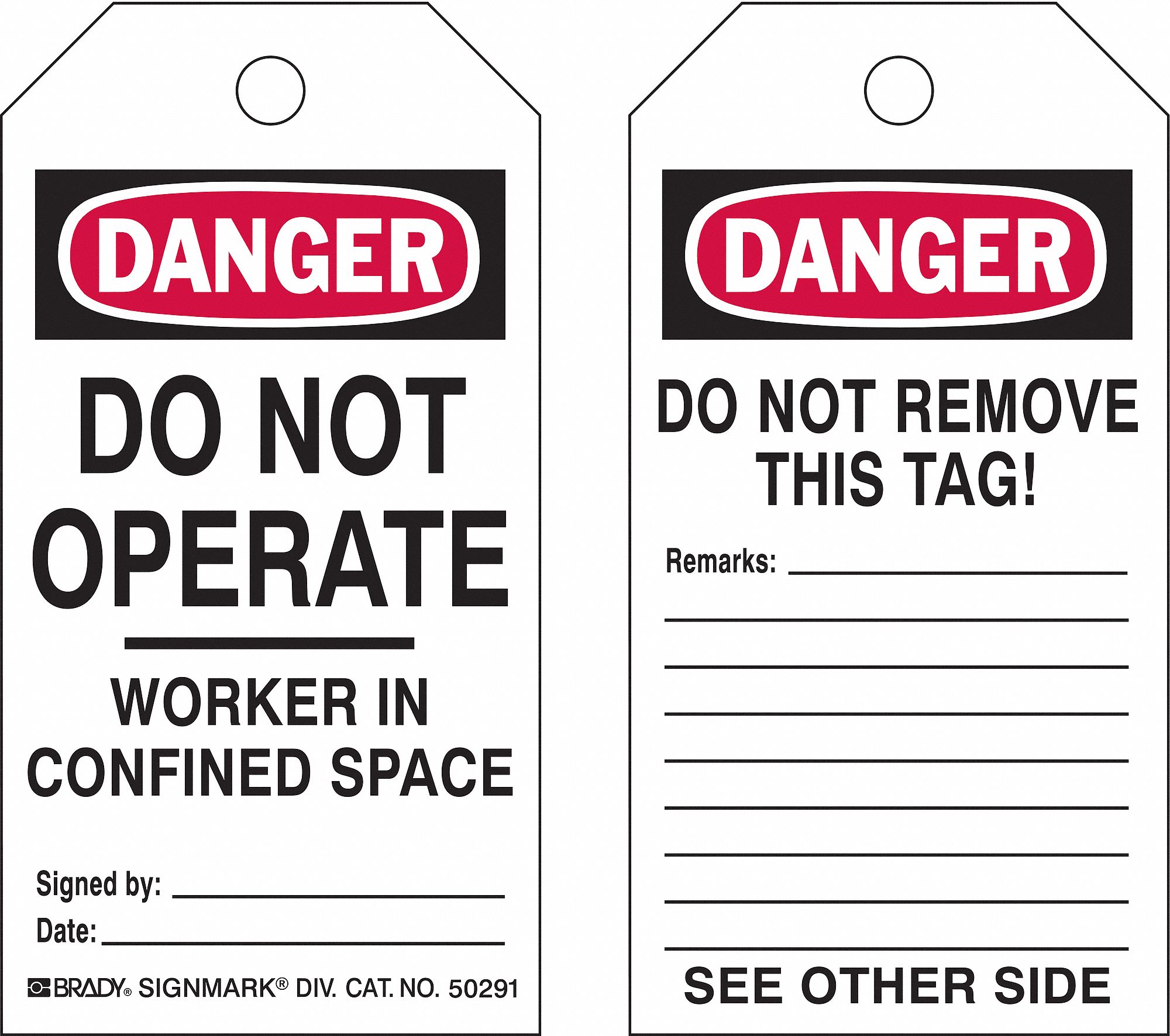 Tags: Black/Red/White, Cable Tie, 25 Tags, Machine and Operational, English, 25 PK