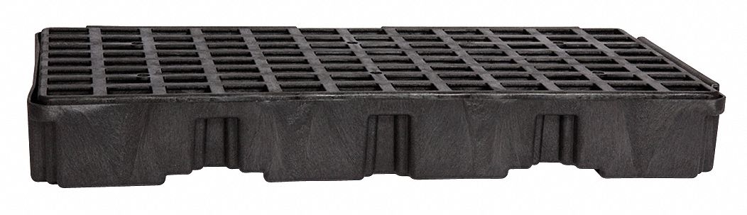 SPILL PALLET, UNCOVERED, MODULAR, DURABLE, BLACK, 51 1/2 X 26 1/4 X 6 1/2 IN, POLYETHYLENE