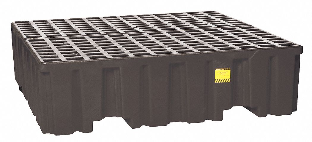 DRUM SPILL CONTAINMENT PALLET, FOR 4 DRUMS, 132 GAL CAPACITY, 8,000 LB LOAD CAPACITY