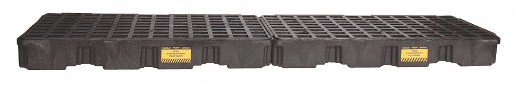 SPILL PALLET, 4 DRUM, UNCOVERED, HI DENSITY, BLACK, 26 1/4 X 103 1/2 X 6 1/2 IN, POLYETHYLENE