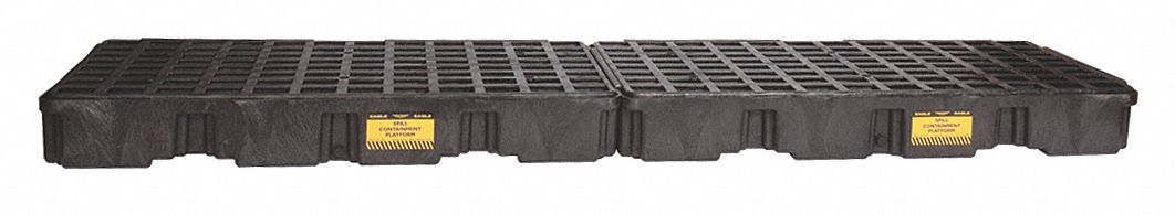 SPILL PALLET, 4 DRUM, UNCOVERED, HI DENSITY, BLACK, 26 1/4 X 103 1/2 X 6 1/2 IN, POLYETHYLENE