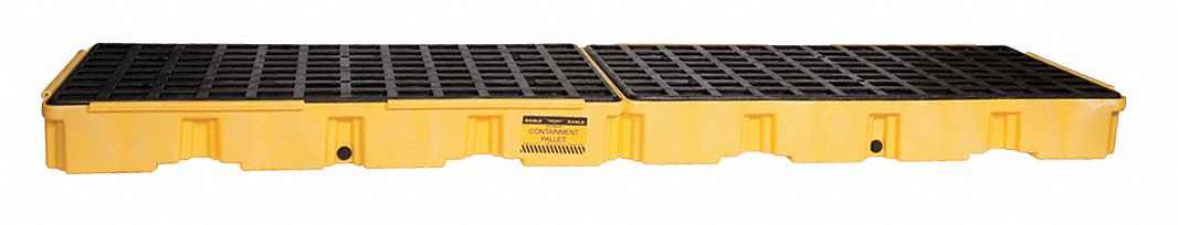 SPILL PALLET, 4 DRUM, UNCOVERED, 60.5 SPILL CAP, YELLOW, 26 1/4 X 103 1/2 X 6 1/2 IN, POLYETHYLENE