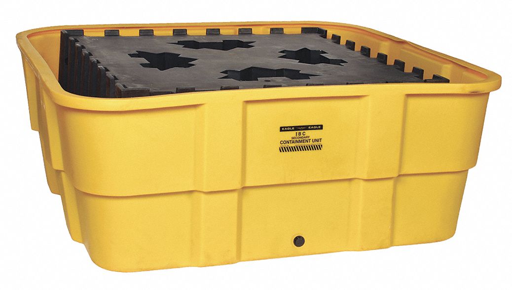 IBC CONTAINMENT UNIT, FOR 1 IBC, 67 X 67 X 26 IN, POLYETHYLENE, INCLUDES DRAIN
