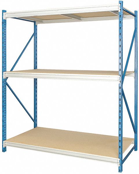 Bulk Rack Shelving: Starter, Heavy-Duty, 96 in x 24 in x 123 in, Particleboard, 3 Shelves