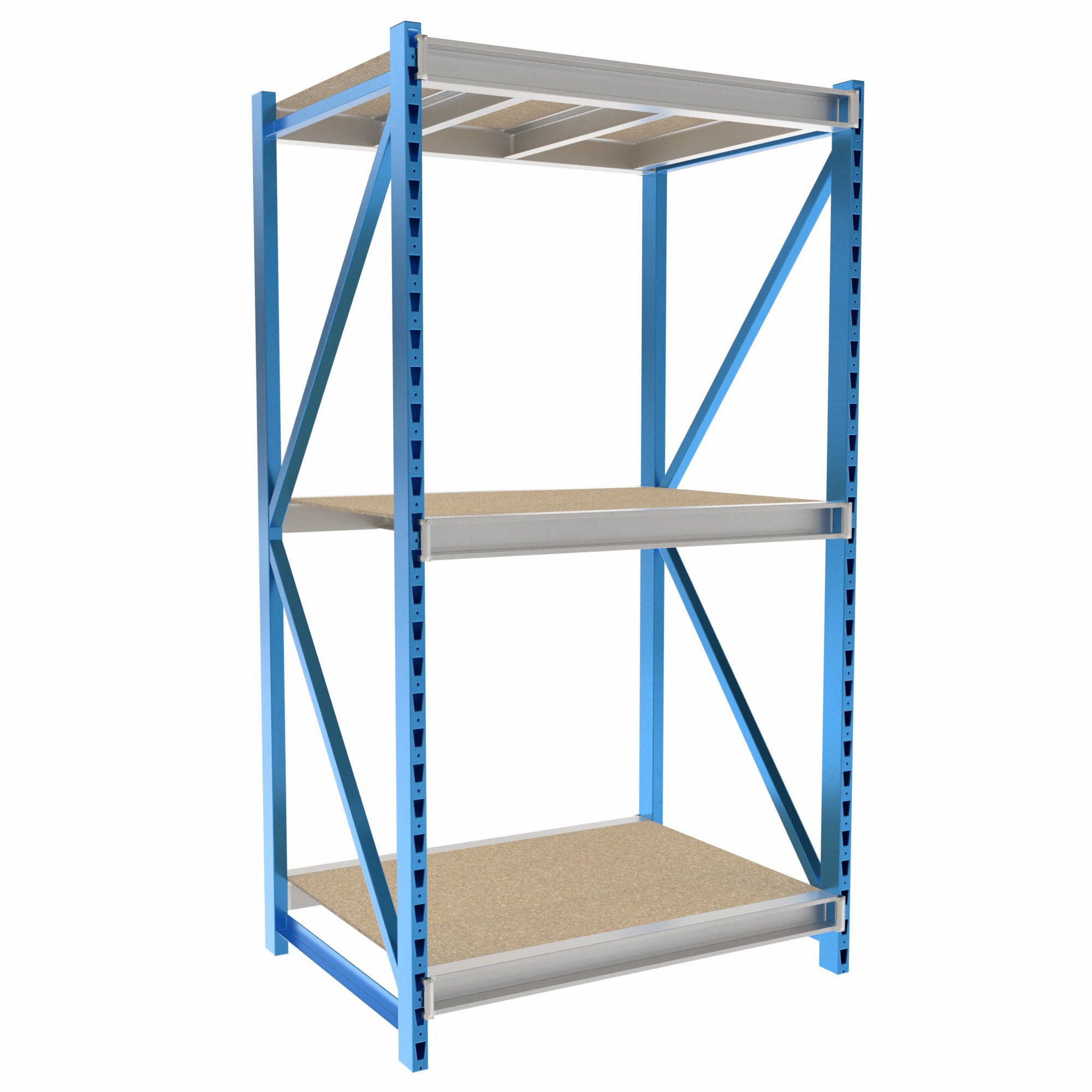 Bulk Rack Shelving: Starter, Heavy-Duty, 48 in x 36 in x 87 in, Particleboard, 3 Shelves