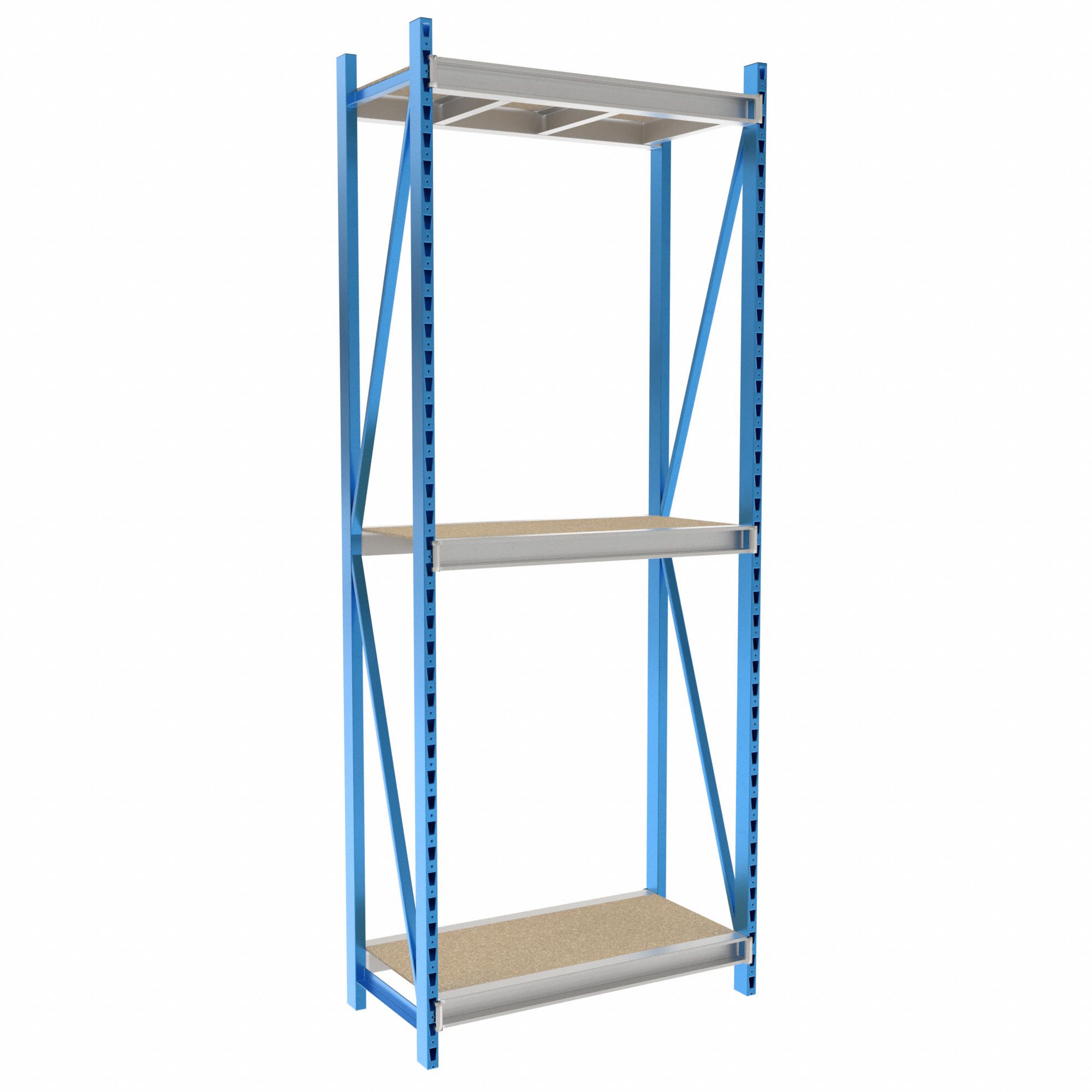 Bulk Rack Shelving: Starter, Heavy-Duty, 48 in x 24 in x 123 in, Particleboard, 3 Shelves