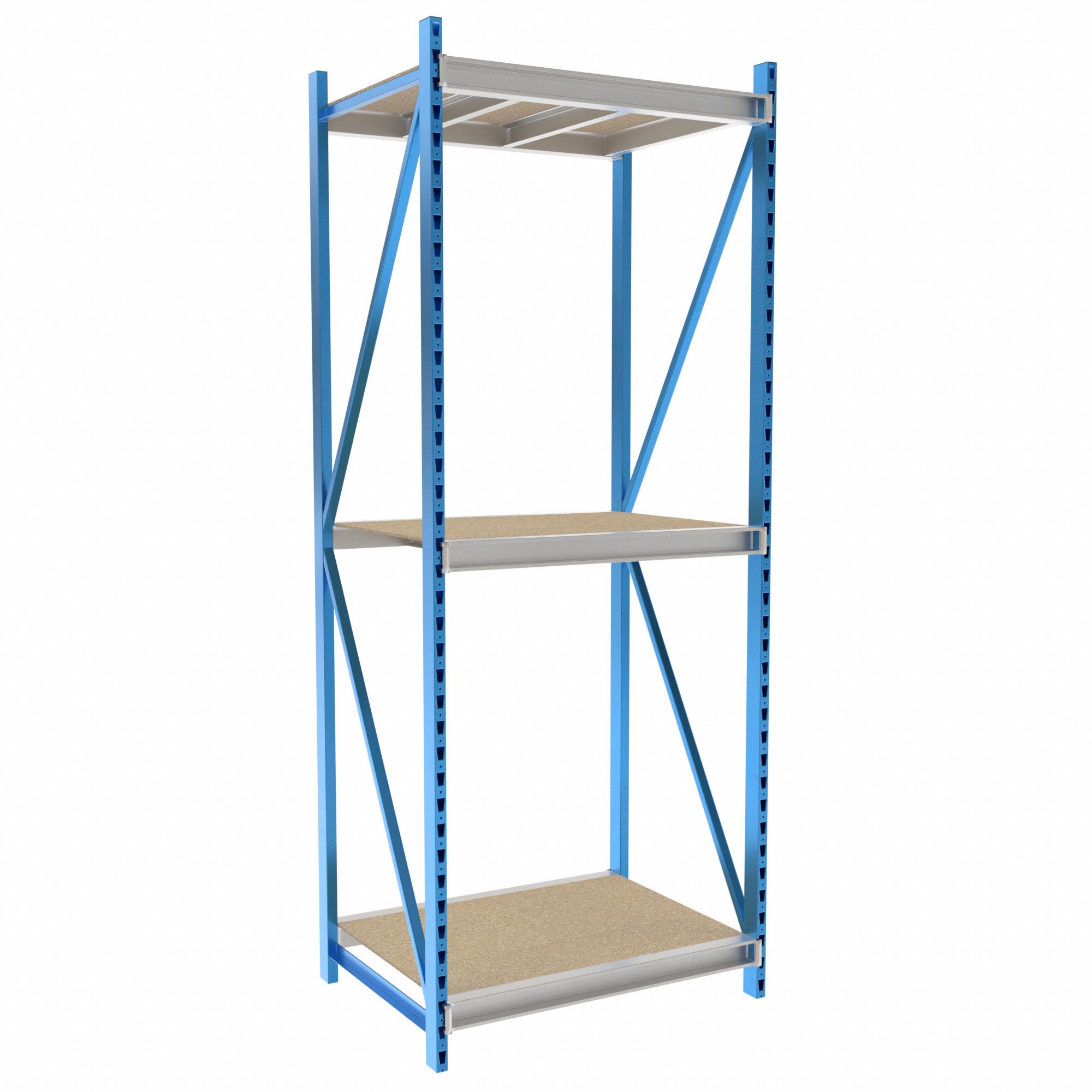 Bulk Rack Shelving: Starter, Heavy-Duty, 48 in x 36 in x 123 in, Particleboard, 3 Shelves