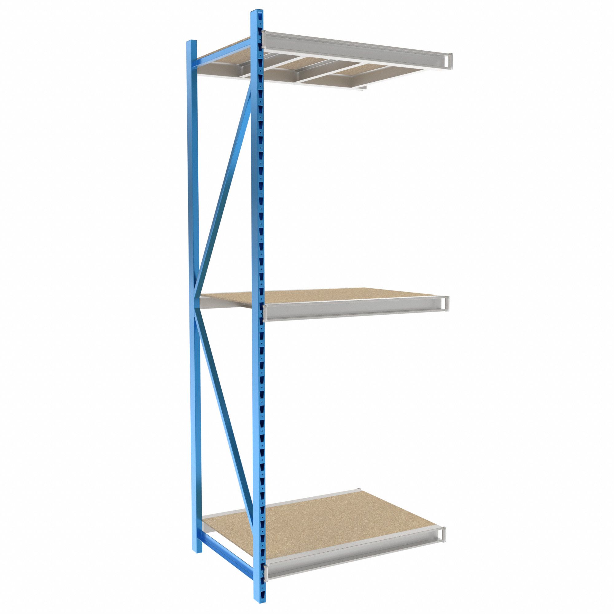 Bulk Rack Shelving: Add-On, Heavy-Duty, 48 in x 36 in x 123 in, Particleboard, 3 Shelves