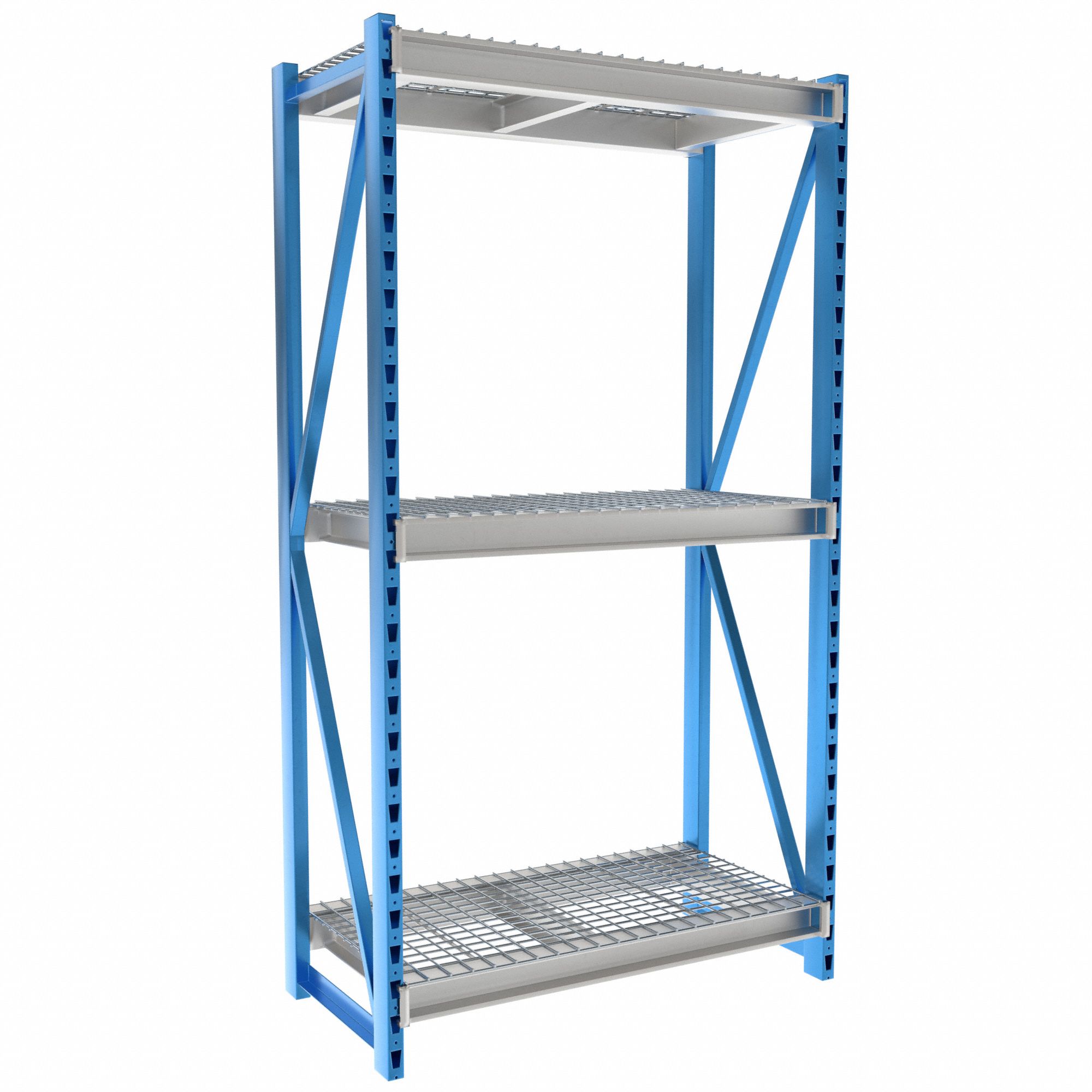 Bulk Rack Shelving: Starter, Heavy-Duty, 48 in x 24 in x 87 in, Steel Wire, 3 Shelves