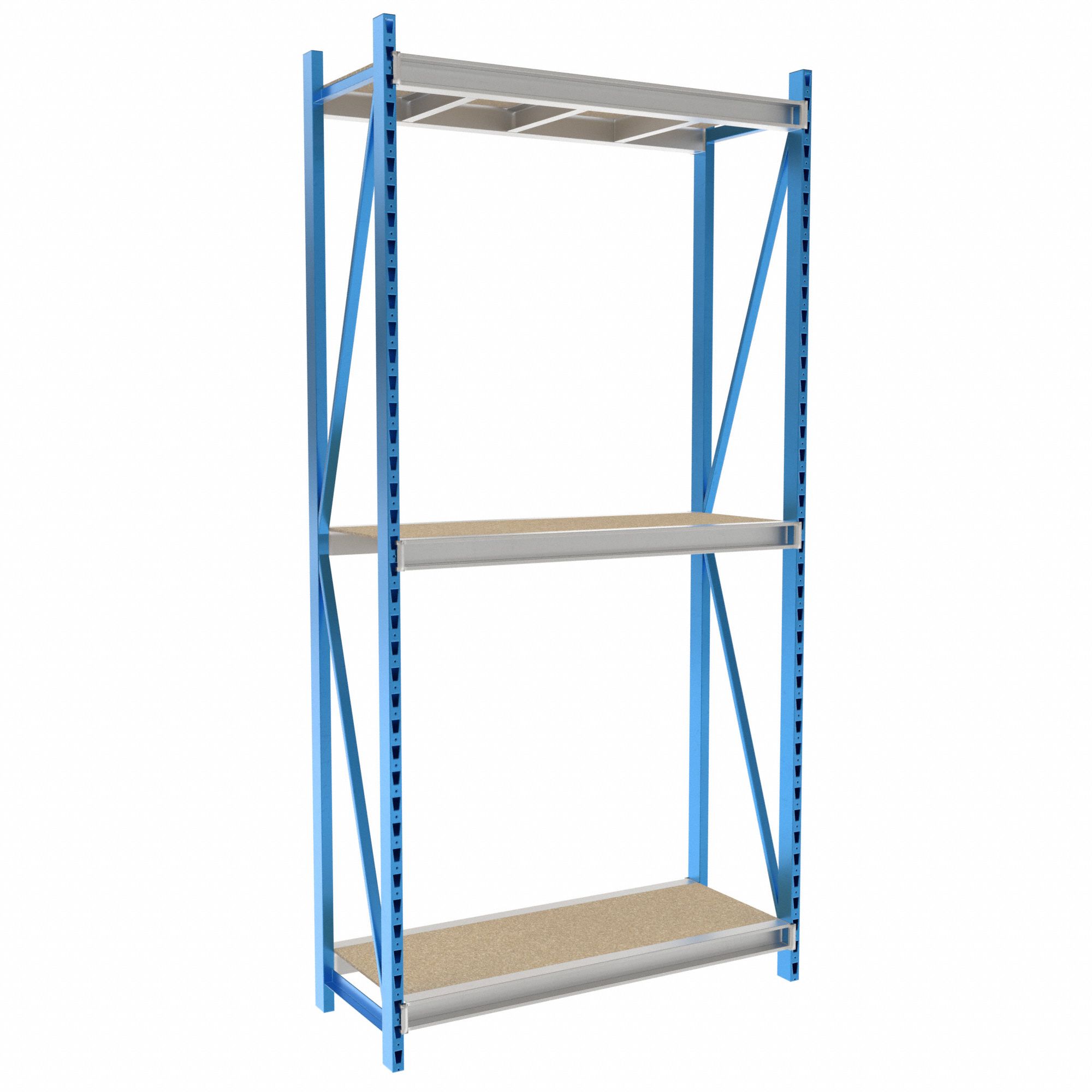 Bulk Rack Shelving: Starter, Heavy-Duty, 60 in x 24 in x 123 in, Particleboard, 3 Shelves