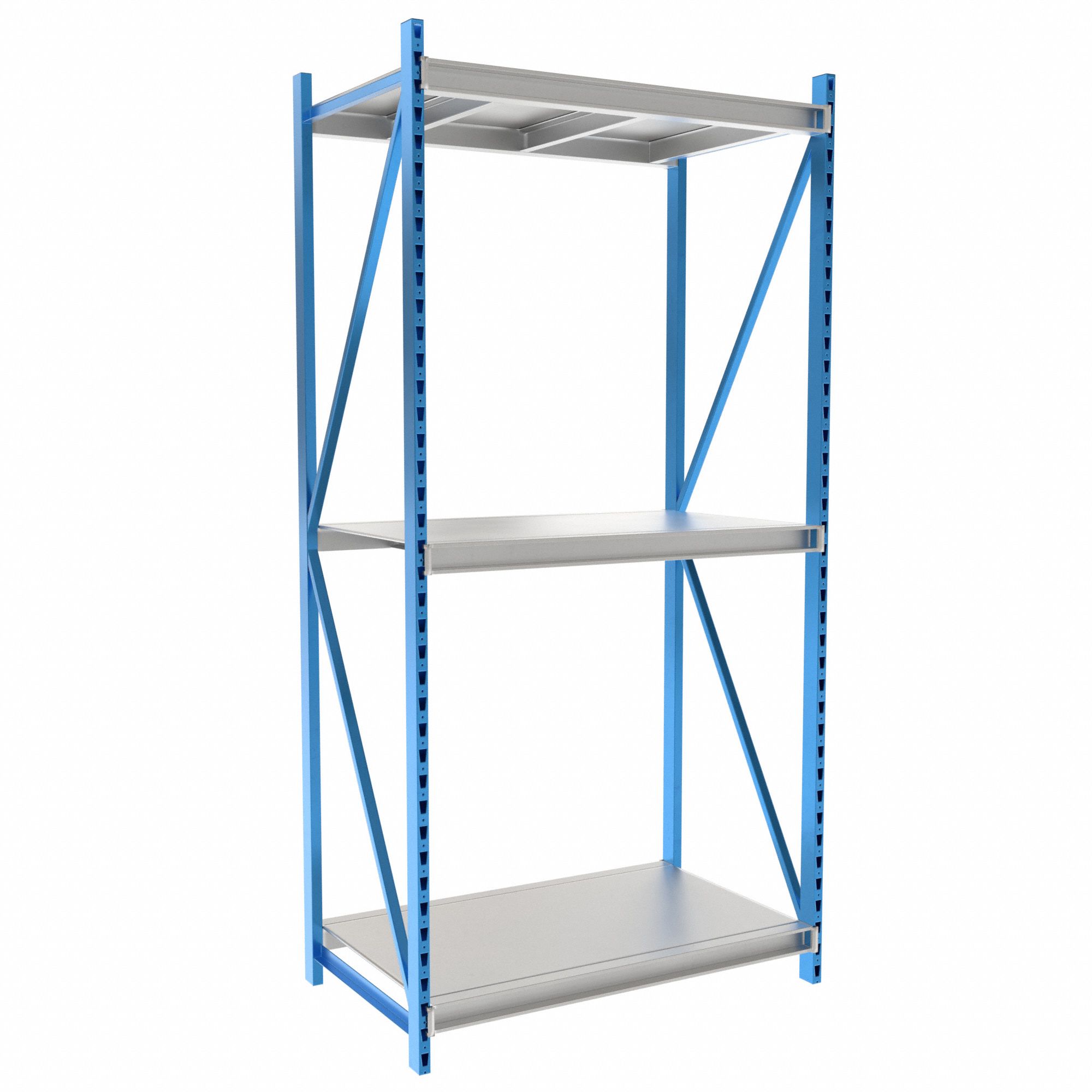Bulk Rack Shelving: Starter, Heavy-Duty, 60 in x 36 in x 123 in, Particleboard, 3 Shelves
