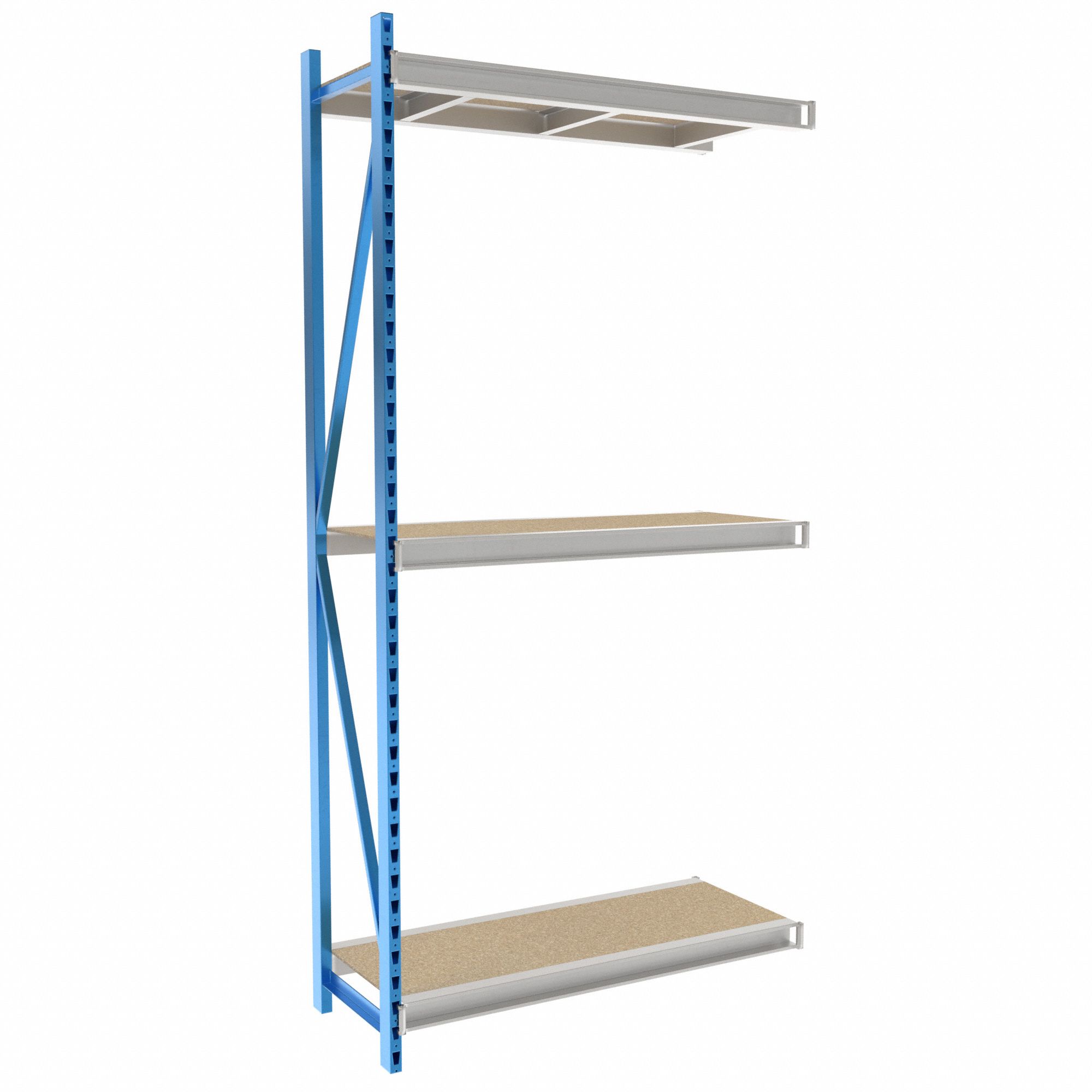 Bulk Rack Shelving: Add-On, Heavy-Duty, 60 in x 24 in x 123 in, Particleboard, 3 Shelves