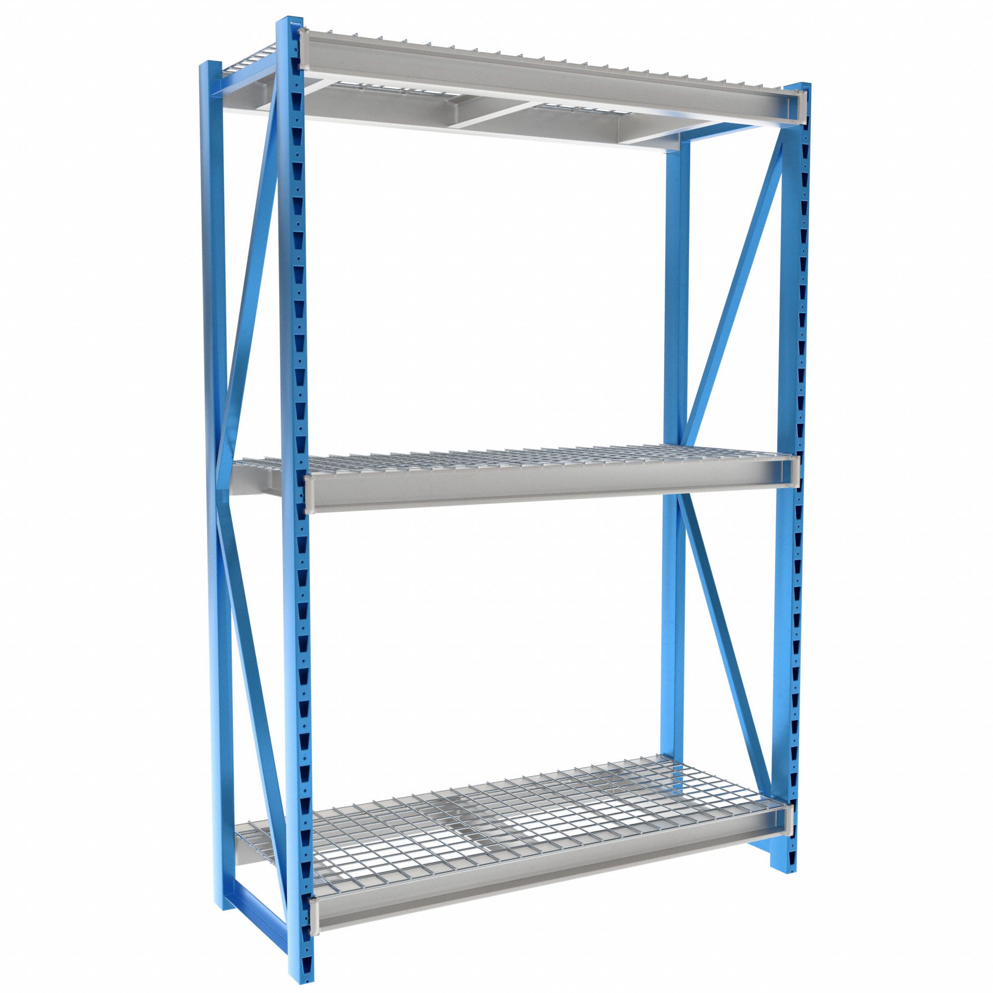 Bulk Rack Shelving: Starter, Heavy-Duty, 60 in x 24 in x 87 in, Steel Wire, 3 Shelves