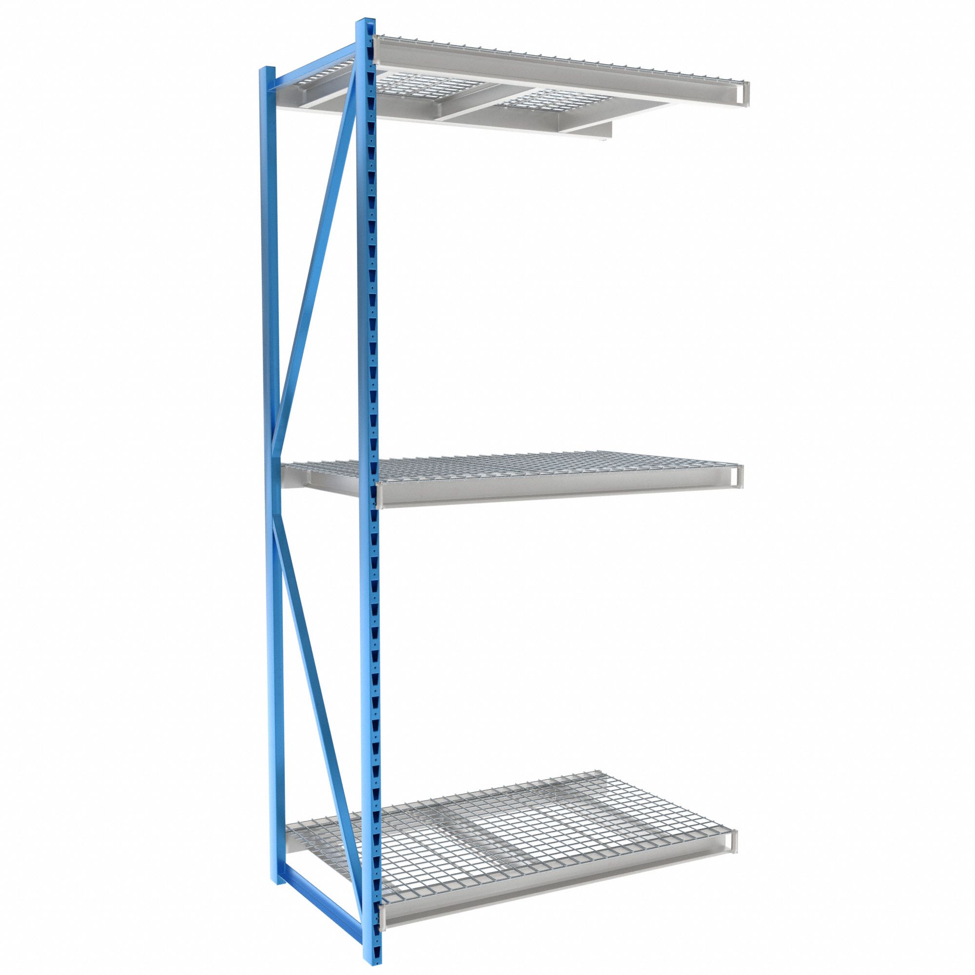 Bulk Rack Shelving: Add-On, Heavy-Duty, 60 in x 36 in x 123 in, Steel Wire, 3 Shelves